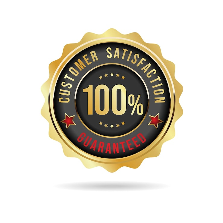 customer satisfaction guaranteed hundred percent golden badge 12454 8857